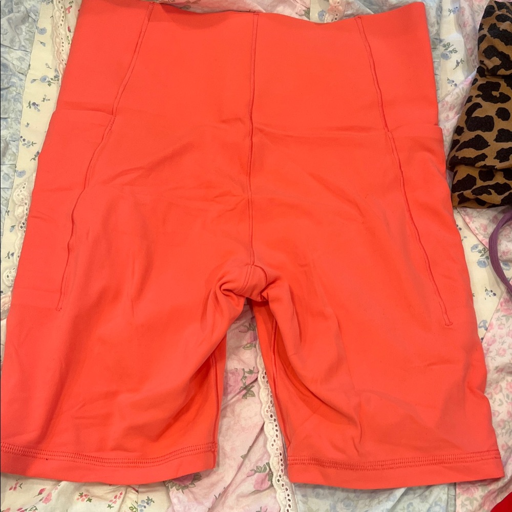 Aerie Women's Bright Coral Bike Shorts - Picture 3 of 5